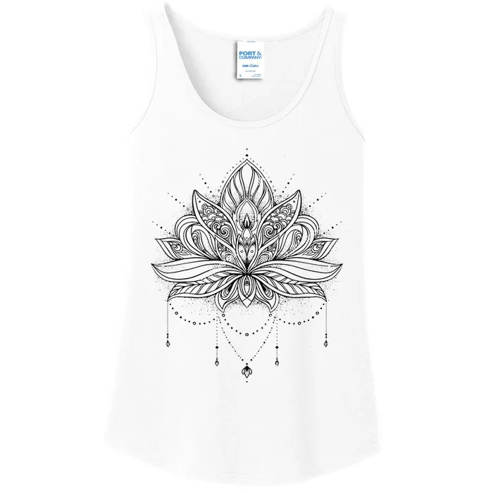 Sacred Geometry Meditation Positivity Love Mandala Lotus Ladies Essential Tank