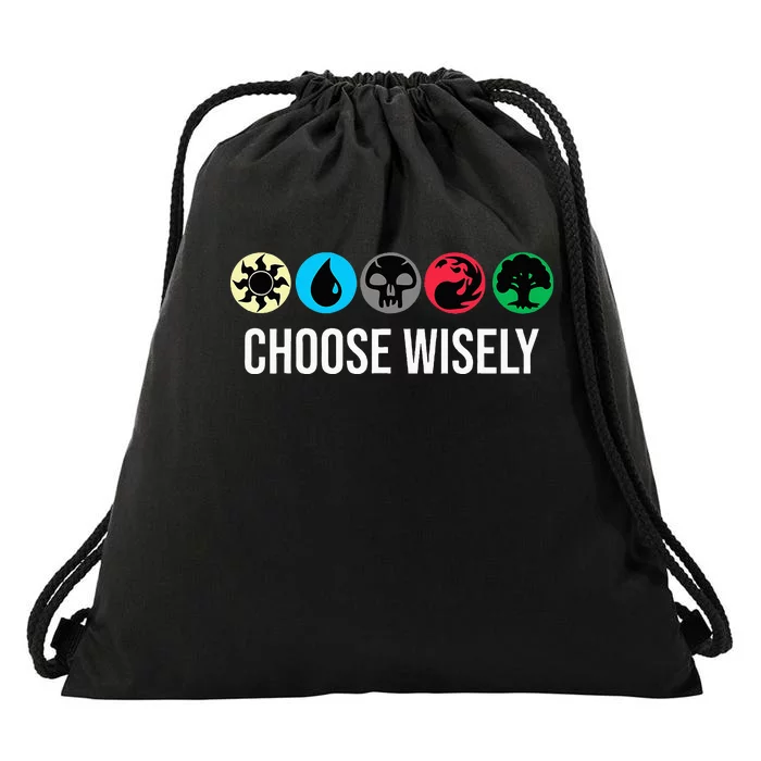 Symbols Gathering Magic Choose Wisely Blue Red Green Drawstring Bag