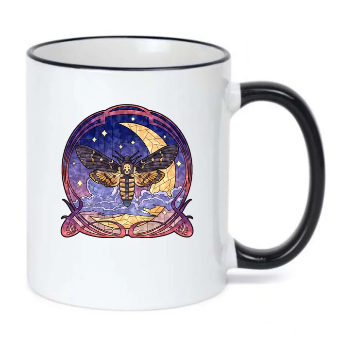 Stained Glass Moth Butterfly Moon Crest Black Color Changing Mug