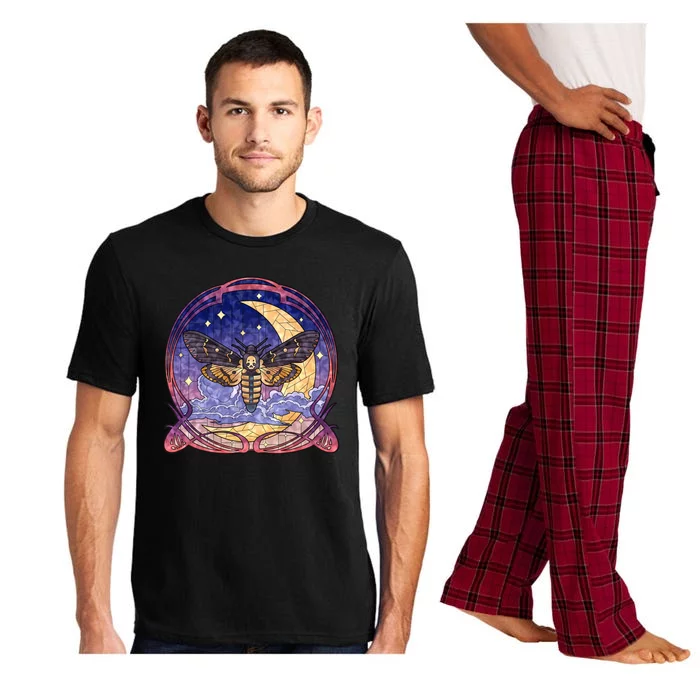 Stained Glass Moth Butterfly Moon Crest Pajama Set