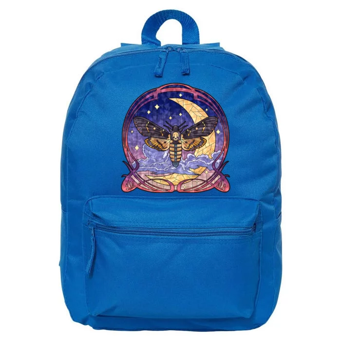 Stained Glass Moth Butterfly Moon Crest 16 in Basic Backpack