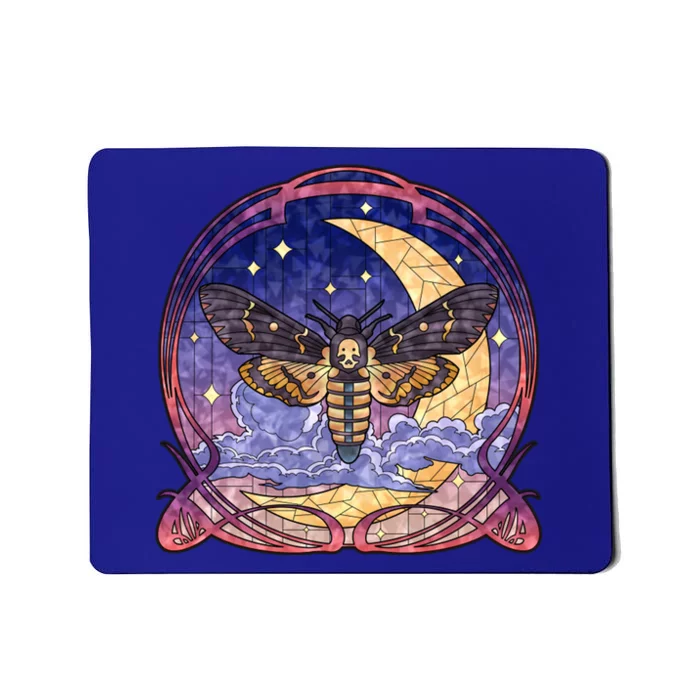 Stained Glass Moth Butterfly Moon Crest Mousepad