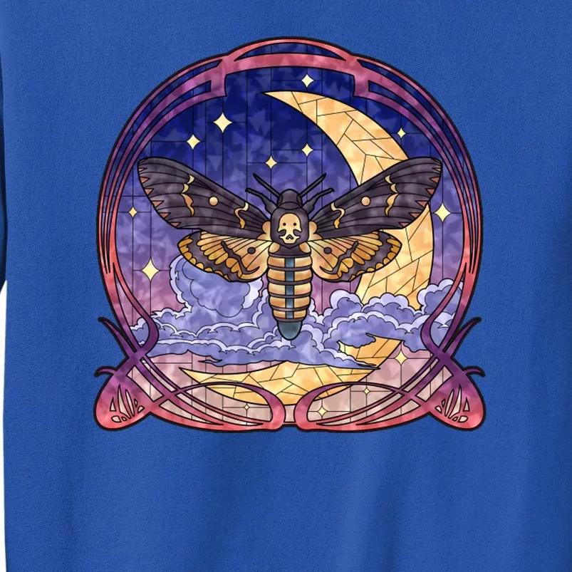 Stained Glass Moth Butterfly Moon Crest Tall Sweatshirt