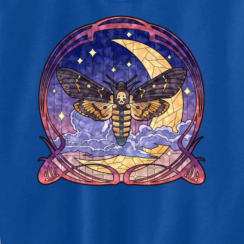 Stained Glass Moth Butterfly Moon Crest Kids Sweatshirt