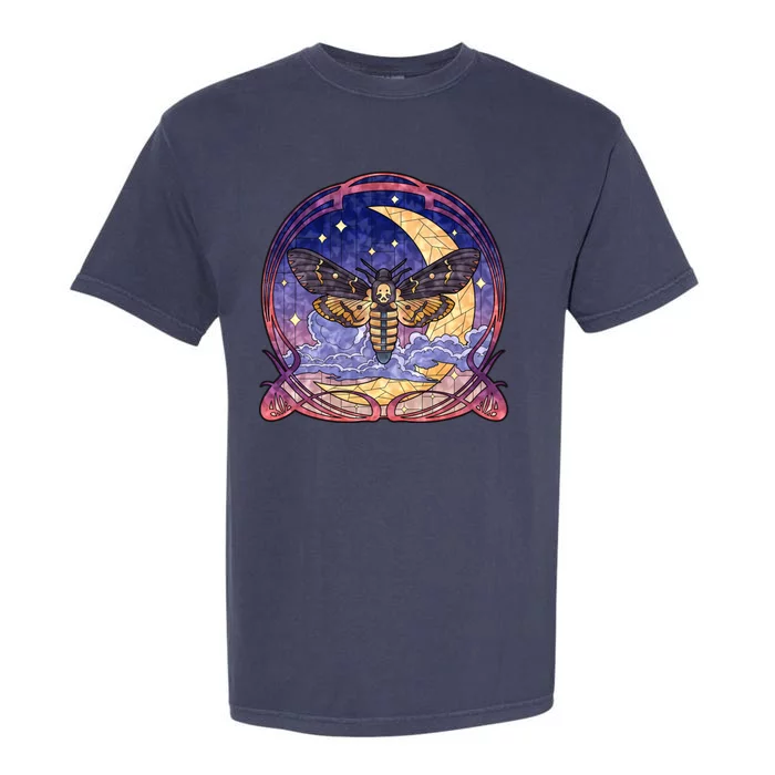 Stained Glass Moth Butterfly Moon Crest Garment-Dyed Heavyweight T-Shirt