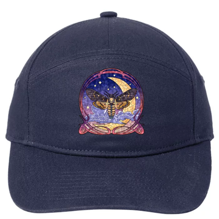 Stained Glass Moth Butterfly Moon Crest 7-Panel Snapback Hat