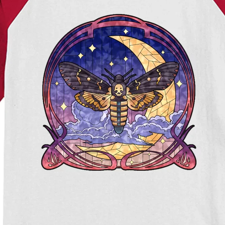 Stained Glass Moth Butterfly Moon Crest Kids Colorblock Raglan Jersey