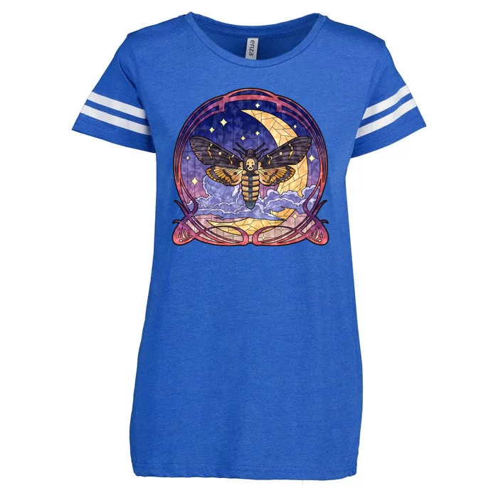 Stained Glass Moth Butterfly Moon Crest Enza Ladies Jersey Football T-Shirt