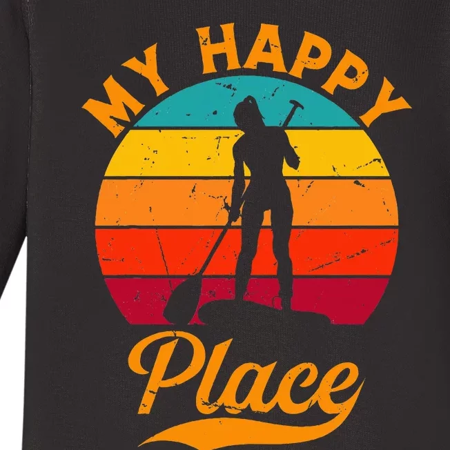 Sup Girl My Happy Place Water Sports Stand Up Paddle Board Baby Long Sleeve Bodysuit