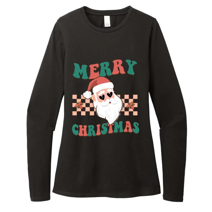 Santa Groovy Merry Christmas Funny Santa Face Retro Groovy Meaningful Gift Womens CVC Long Sleeve Shirt