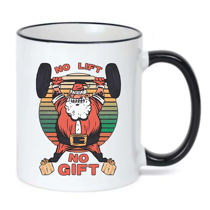 Santa Gym No Lift No Gift Christmas Workout Gymer Santa Claus Black Color Changing Mug