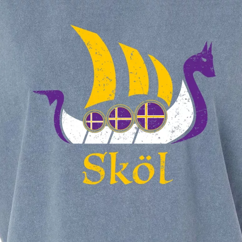 Skol Gift Nordic Scandinavian Vikings Boat Garment-Dyed Women's Muscle Tee