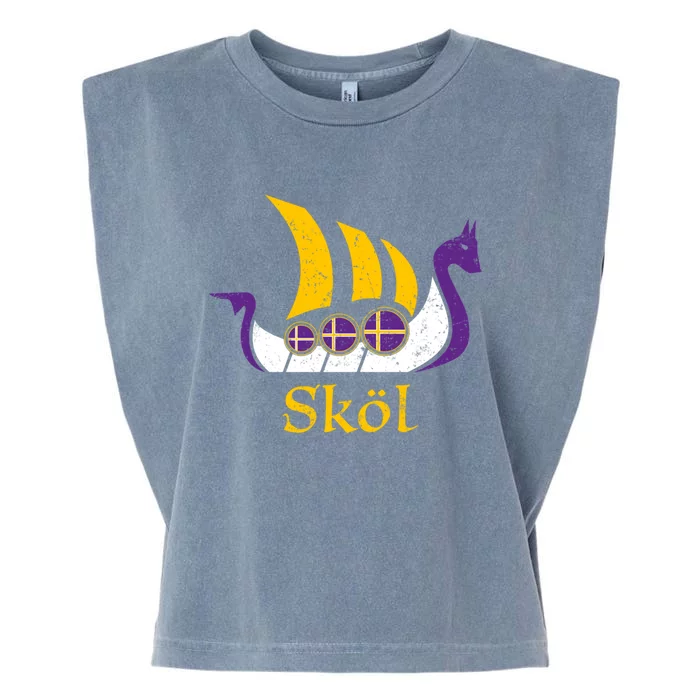 Skol Gift Nordic Scandinavian Vikings Boat Garment-Dyed Women's Muscle Tee