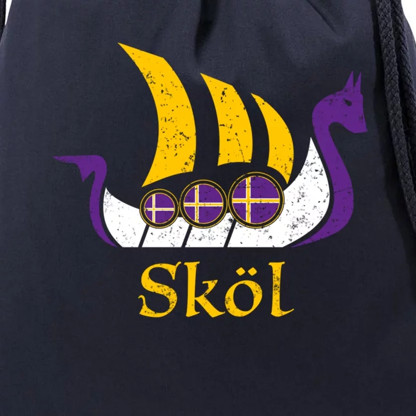 Skol Gift Nordic Scandinavian Vikings Boat Drawstring Bag