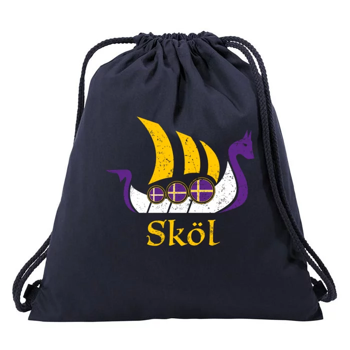 Skol Gift Nordic Scandinavian Vikings Boat Drawstring Bag