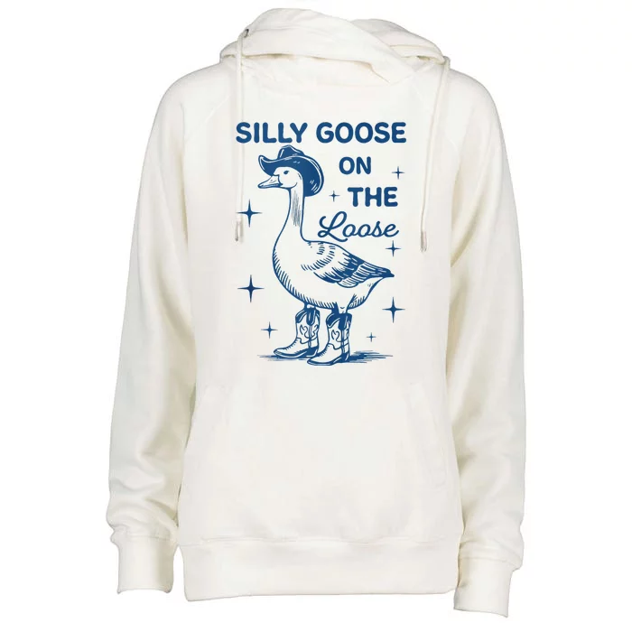 Silly Goose On The Loose Womens Funnel Neck Pullover Hood