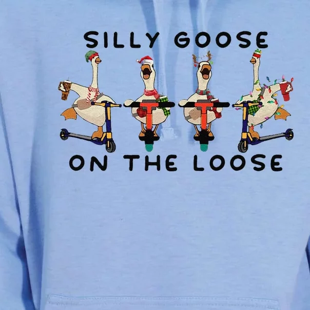 Silly Goose On The Loose Christmas Silly Goose University Funny Goose Unisex Surf Hoodie