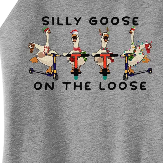 Silly Goose On The Loose Christmas Silly Goose University Funny Goose Women’s Perfect Tri Rocker Tank