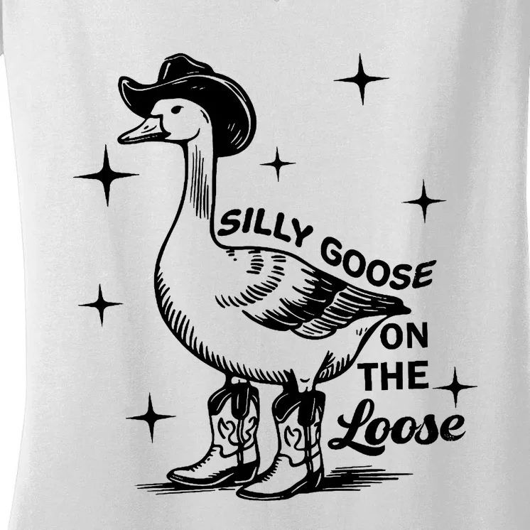 Silly Goose On The Loose Women's V-Neck T-Shirt