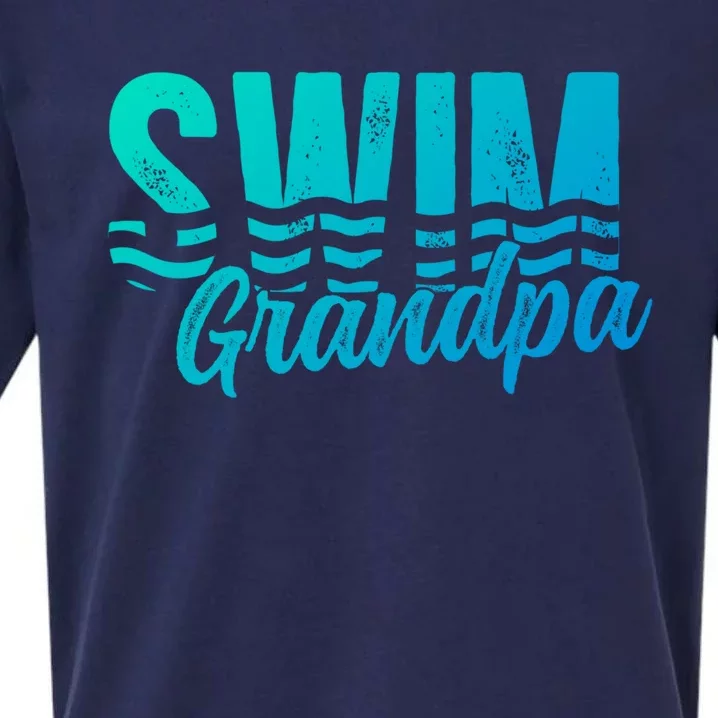 Swim Grandpa Of A Swimmer Grandfather Swimming Grandpa Gift Sueded Cloud Jersey T-Shirt