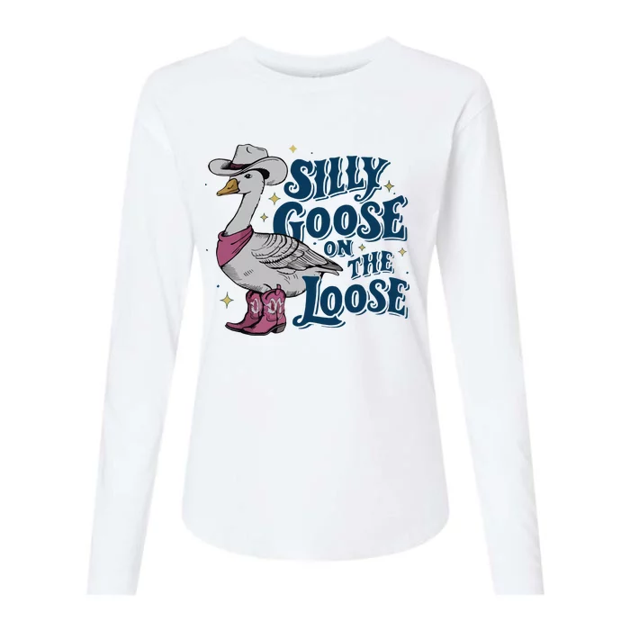 Silly Goose On The Loose Womens Cotton Relaxed Long Sleeve T-Shirt