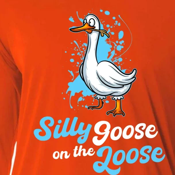 Silly Goose On The Loose Funny Duck Animal Hunter Gift Cooling Performance Long Sleeve Crew