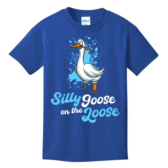 Silly Goose On The Loose Funny Duck Animal Hunter Gift Kids T-Shirt