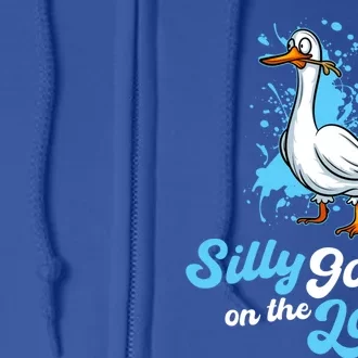 Silly Goose On The Loose Funny Duck Animal Hunter Gift Full Zip Hoodie