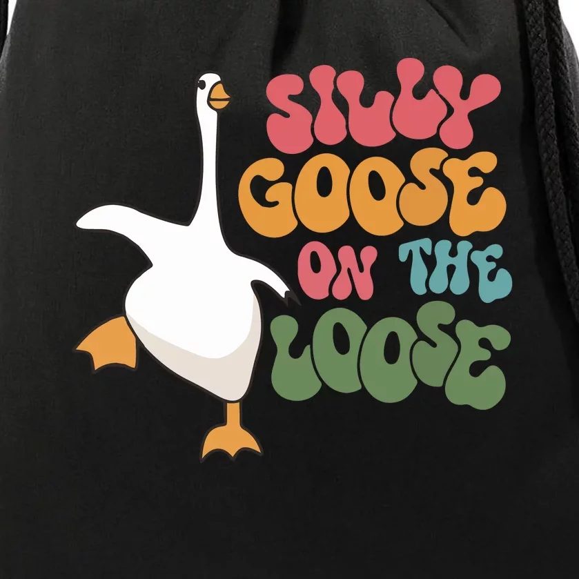 Silly Goose On The Loose Retro Groovy Silly Goose Club Drawstring Bag