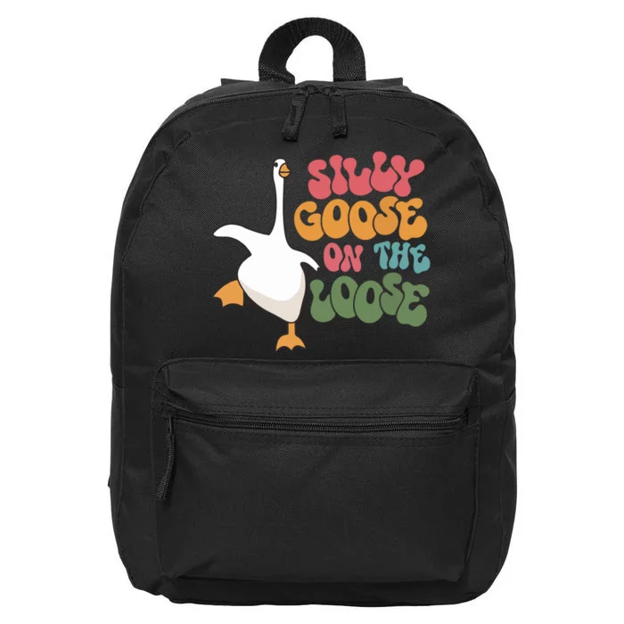 Silly Goose On The Loose Retro Groovy Silly Goose Club 16 in Basic Backpack