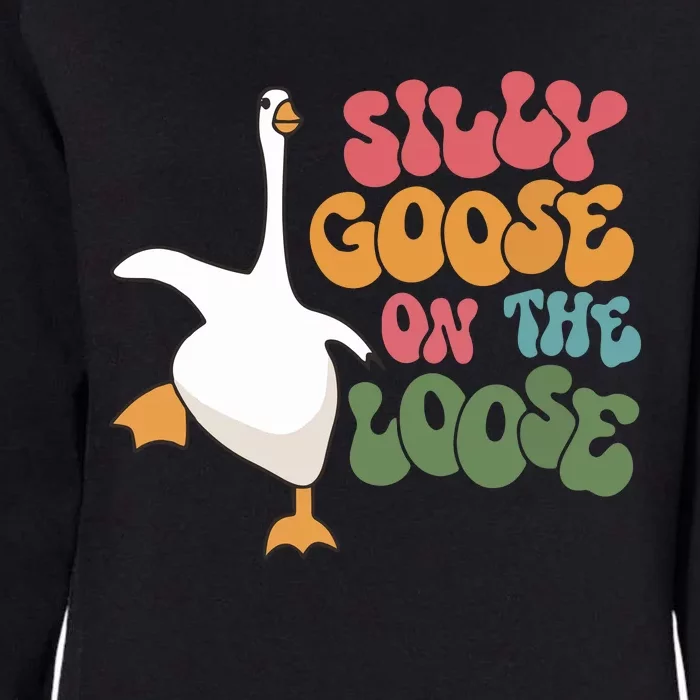 Silly Goose On The Loose Retro Groovy Silly Goose Club Womens California Wash Sweatshirt