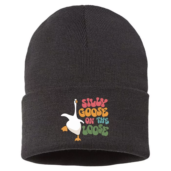 Silly Goose On The Loose Retro Groovy Silly Goose Club Sustainable Knit Beanie