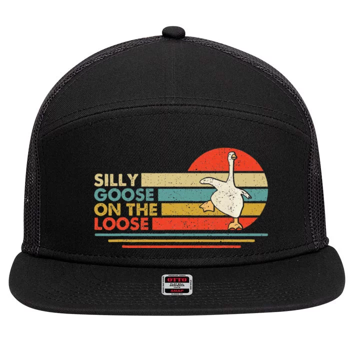 Silly Goose On The Loose Funny Silly Goose Honk University 7 Panel Mesh Trucker Snapback Hat