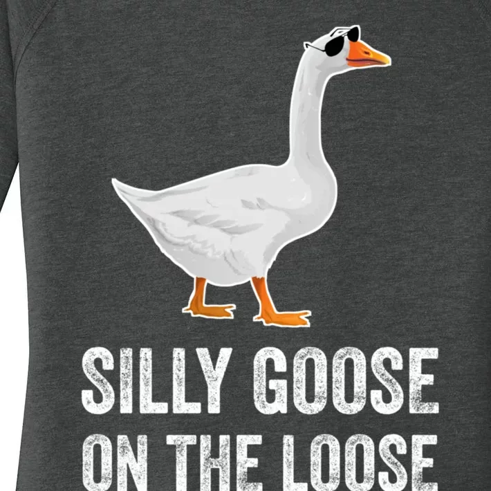 Silly Goose On The Loose Funny Goose Women's Perfect Tri Tunic Long Sleeve Shirt