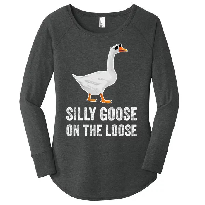 Silly Goose On The Loose Funny Goose Women's Perfect Tri Tunic Long Sleeve Shirt