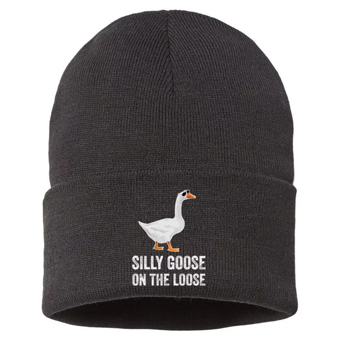 Silly Goose On The Loose Funny Goose Sustainable Knit Beanie