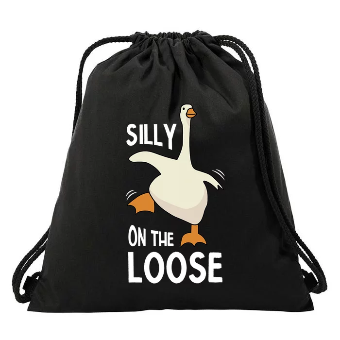 Silly Goose On The Loose Drawstring Bag