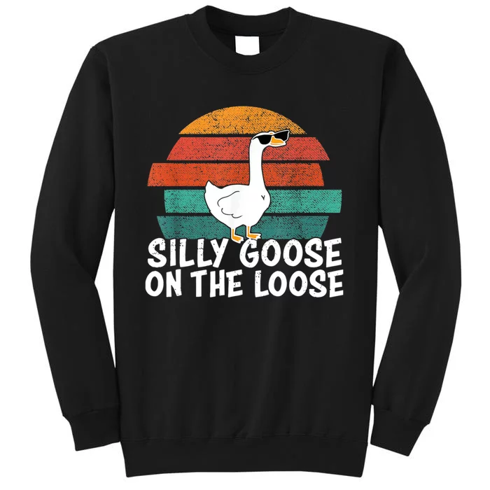 Silly Goose On The Loose Vintage Retro Sunset Tall Sweatshirt