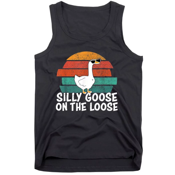 Silly Goose On The Loose Vintage Retro Sunset Tank Top