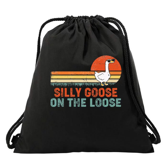 Silly Goose On The Loose Funny Vintage Silliest Goose Drawstring Bag