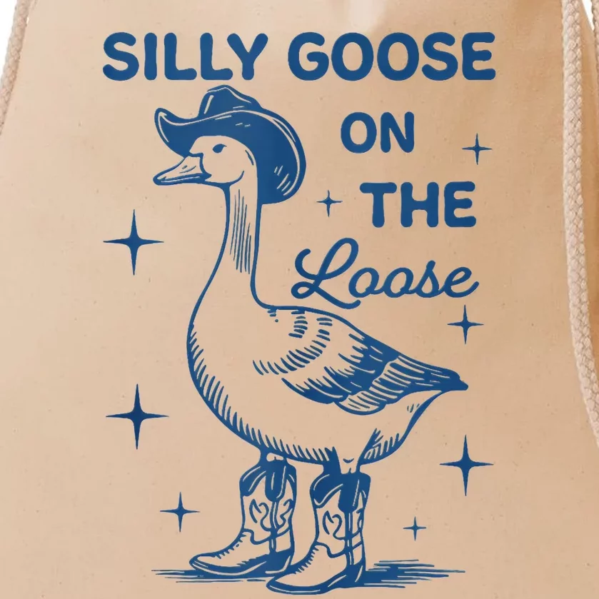 Silly Goose On The Loose Drawstring Bag