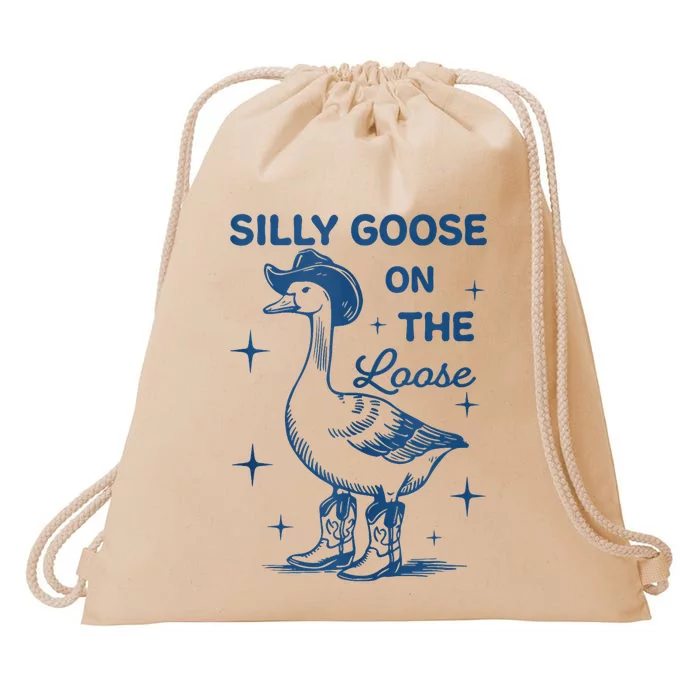 Silly Goose On The Loose Drawstring Bag