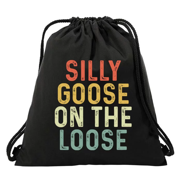 Silly Goose On The Loose Retro Drawstring Bag