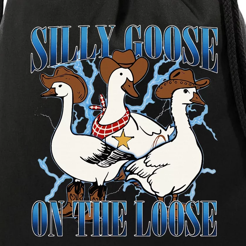 Silly Goose On The Loose Retro Groovy Silly Goose Club Drawstring Bag