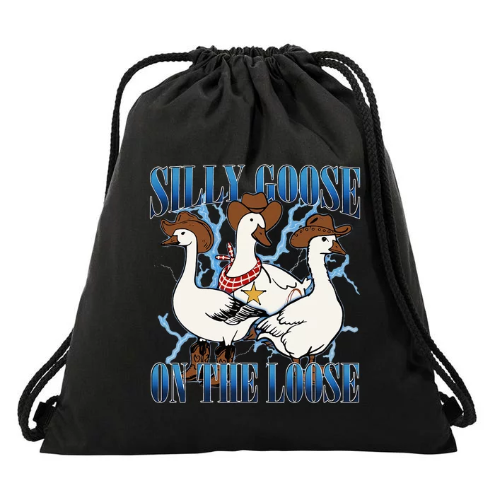 Silly Goose On The Loose Retro Groovy Silly Goose Club Drawstring Bag