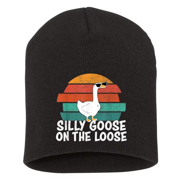 Silly Goose On The Loose Vintage Tee Cool Gift Short Acrylic Beanie