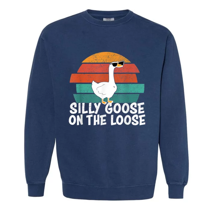 Silly Goose On The Loose Vintage Tee Cool Gift Garment-Dyed Sweatshirt