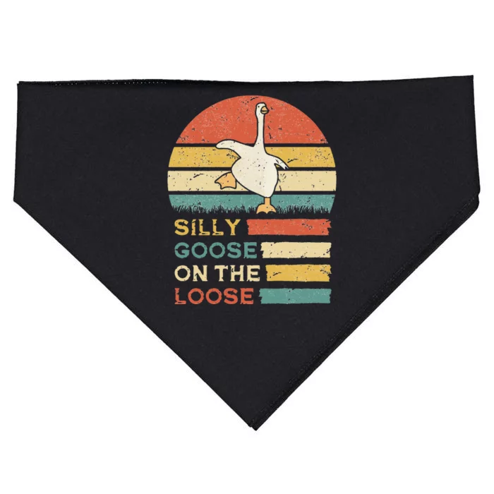 Silly Goose On The Loose Funny Saying Honk Goose University USA-Made Doggie Bandana