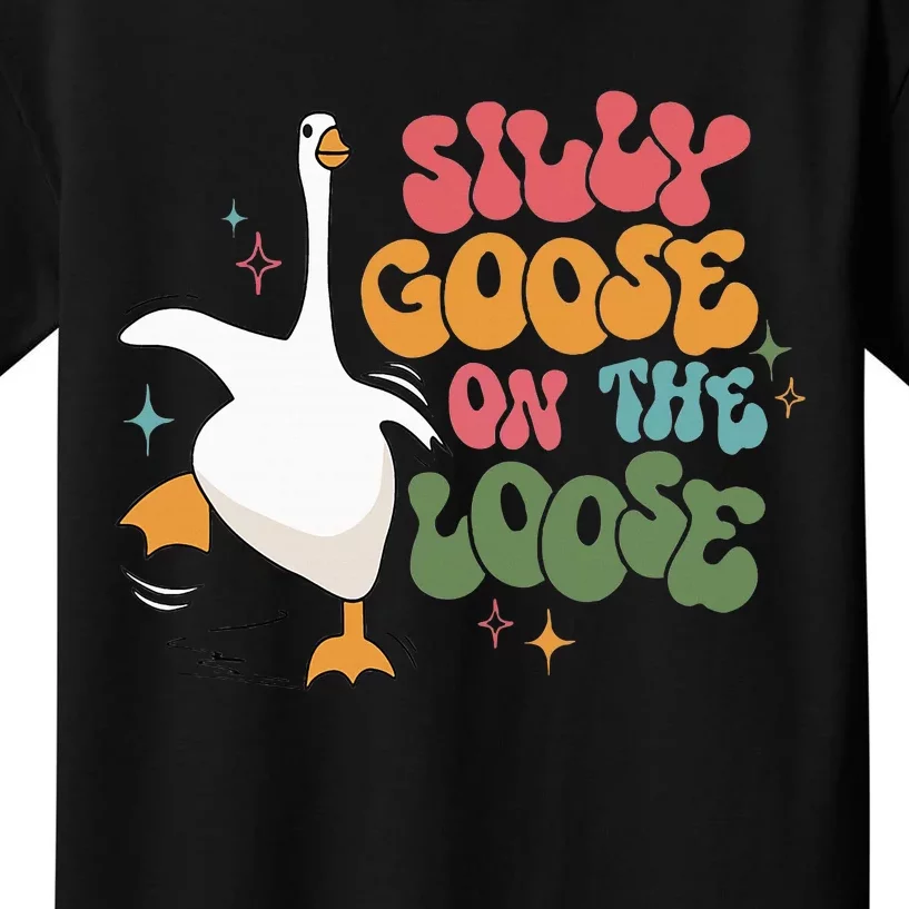 Silly Goose On The Loose Retro Groovy Silly Goose Club Kids T-Shirt