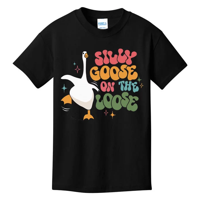 Silly Goose On The Loose Retro Groovy Silly Goose Club Kids T-Shirt